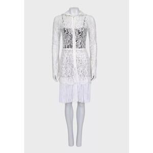 NWOT Dolce & Gabbana White Lace High Collar Dress IT40 S